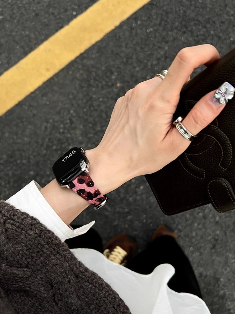 Vellum Leopard Leather Band for Apple Watch
