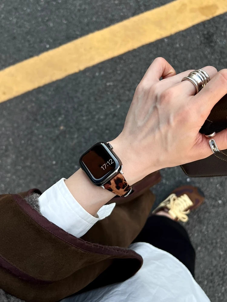 Vellum Leopard Leather Band for Apple Watch