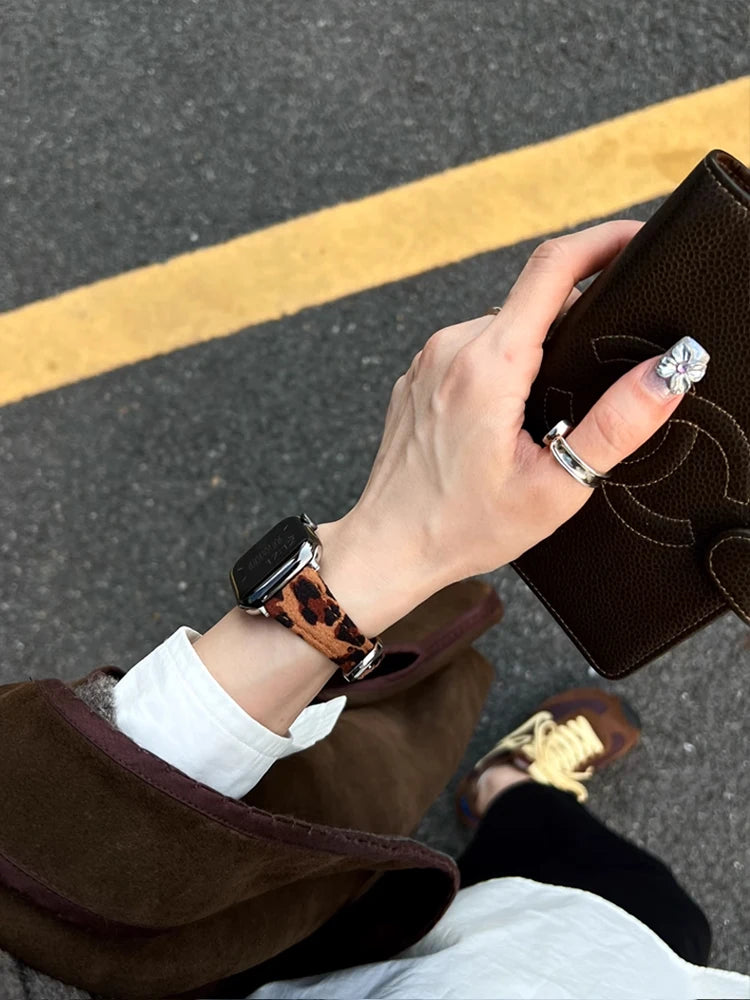 Vellum Leopard Leather Band for Apple Watch