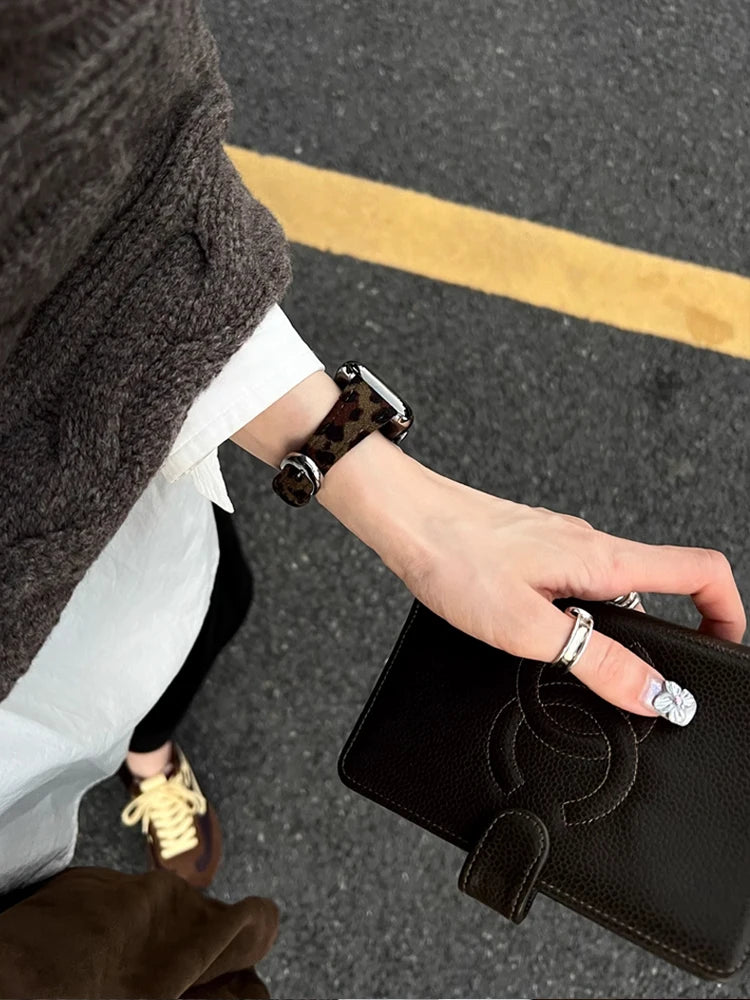 Vellum Leopard Leather Band for Apple Watch