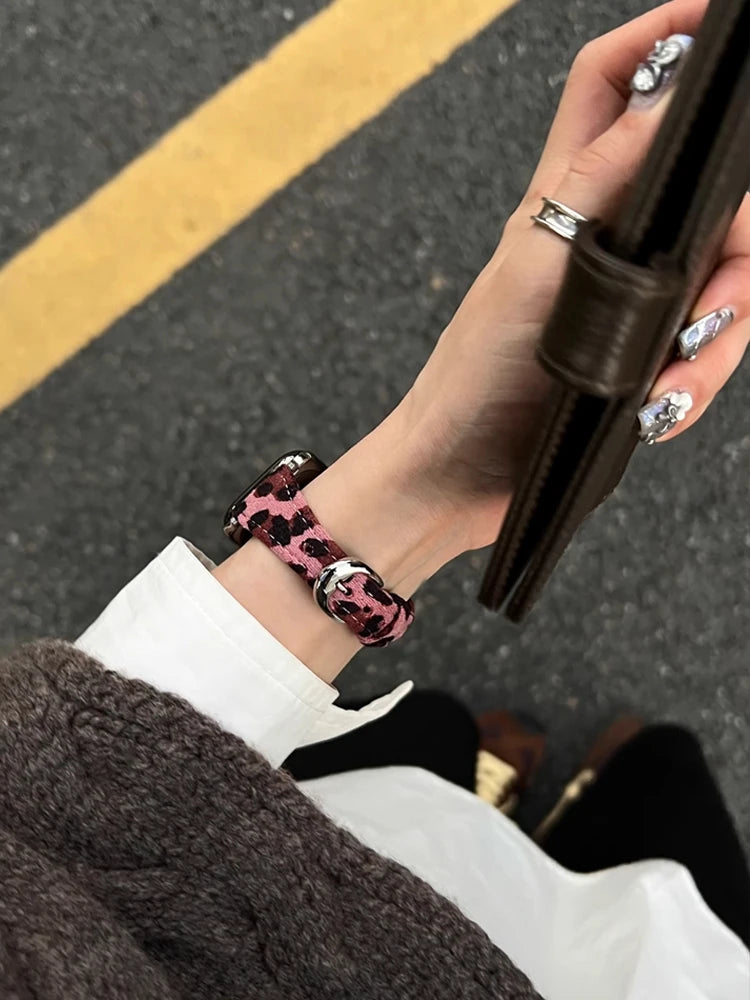 Vellum Leopard Leather Band for Apple Watch