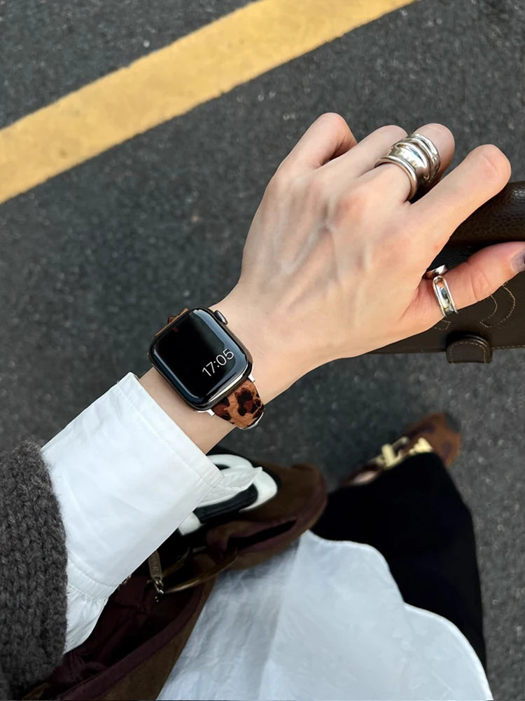 Vellum Leopard Leather Band for Apple Watch