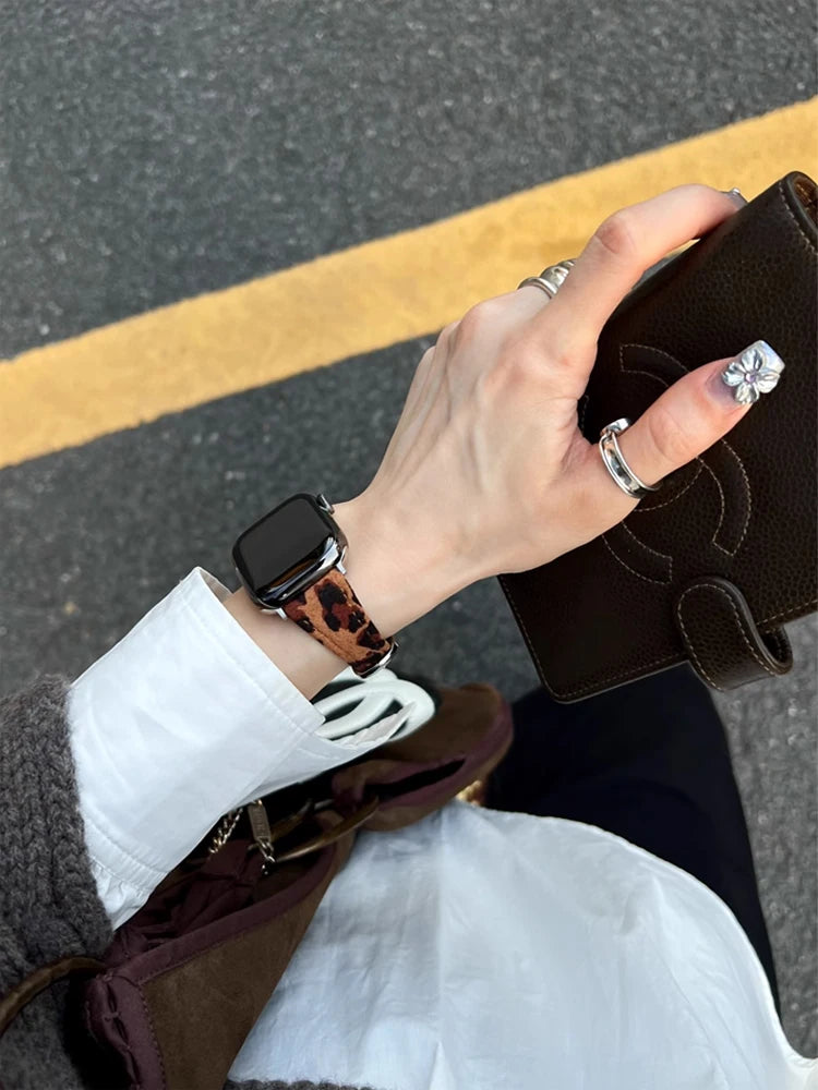 Vellum Leopard Leather Band for Apple Watch