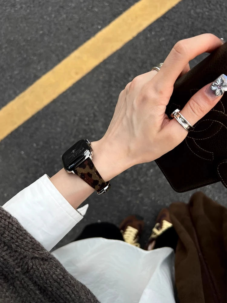 Vellum Leopard Leather Band for Apple Watch