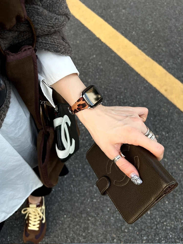 Vellum Leopard Leather Band for Apple Watch
